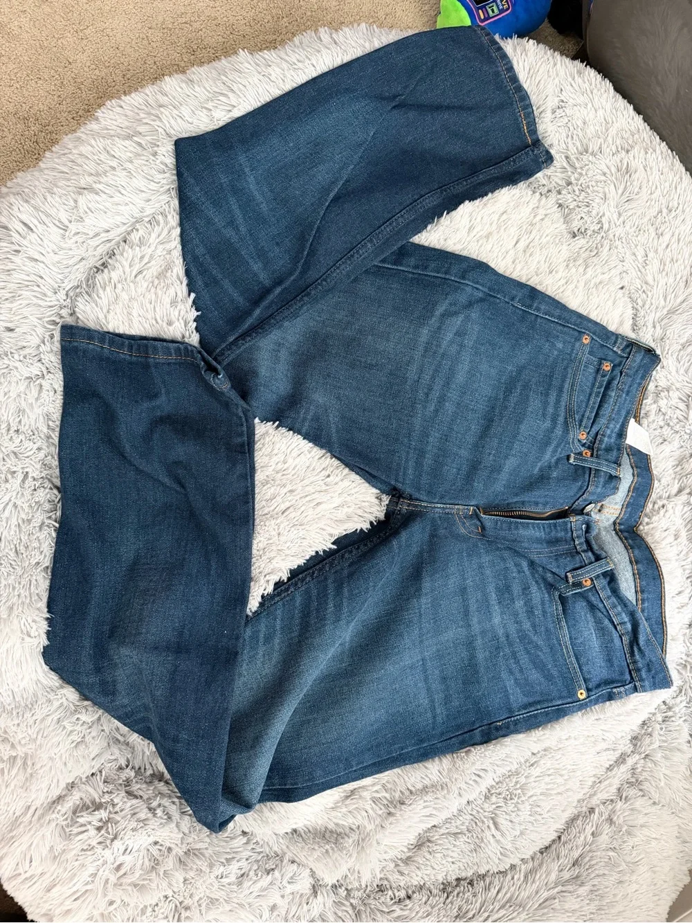Levi's Blue Denim Straight Jeans with Gold Stitching